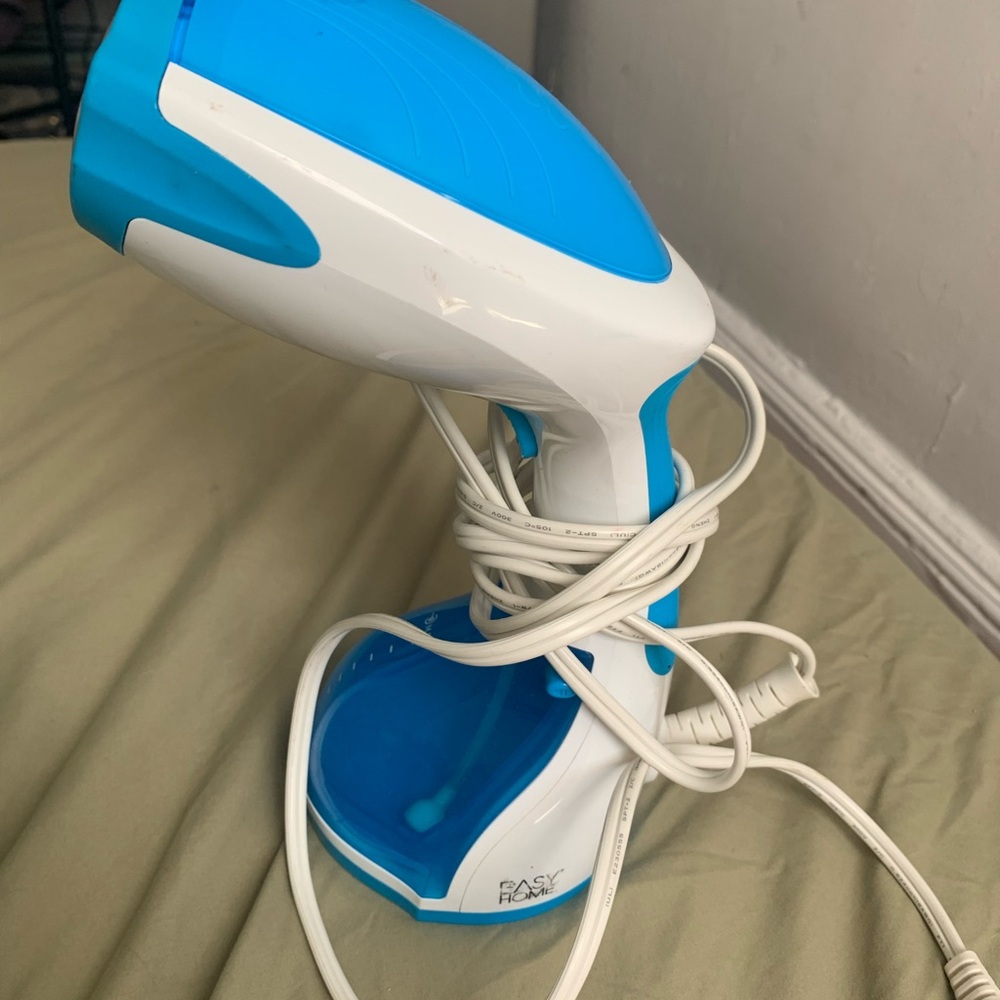 Blue and White Handheld Steamer